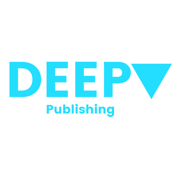 DEEP Publishing logo with blue text on a transparent background